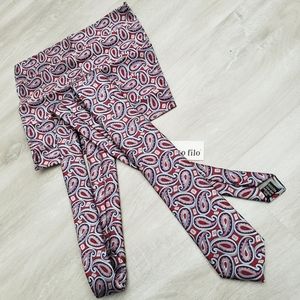 NEW 2-PC Porto filo Paisley Handmade Tie & Pocket Square Set
